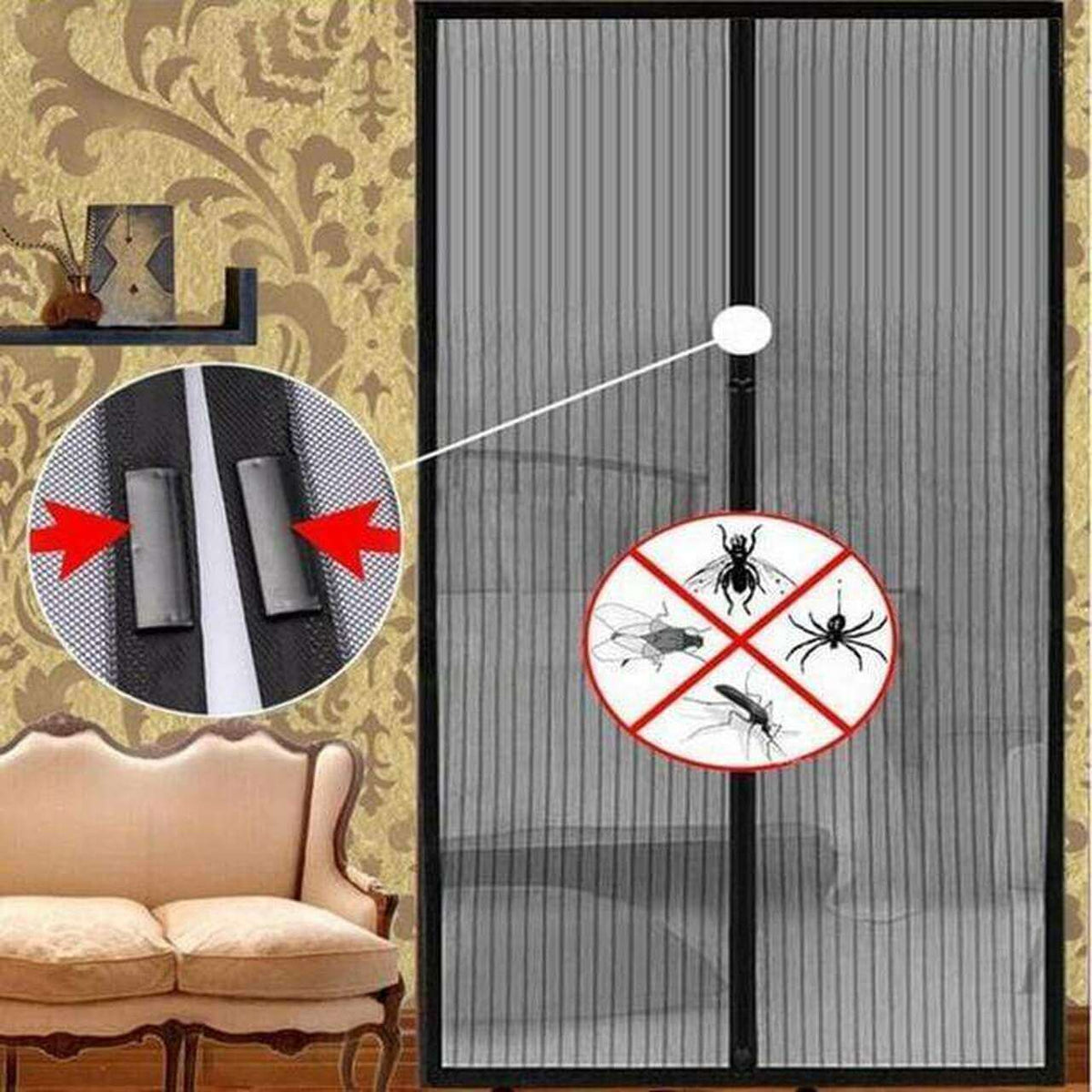 Magnetic Window and Door Screen Mesh with 18 Magnets