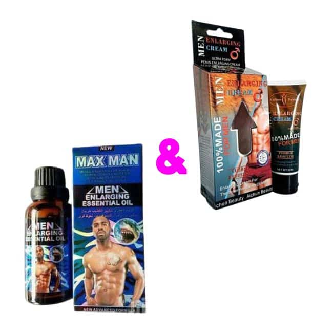 Men Enlargement Cream and Essential Oil 2-Piece Set