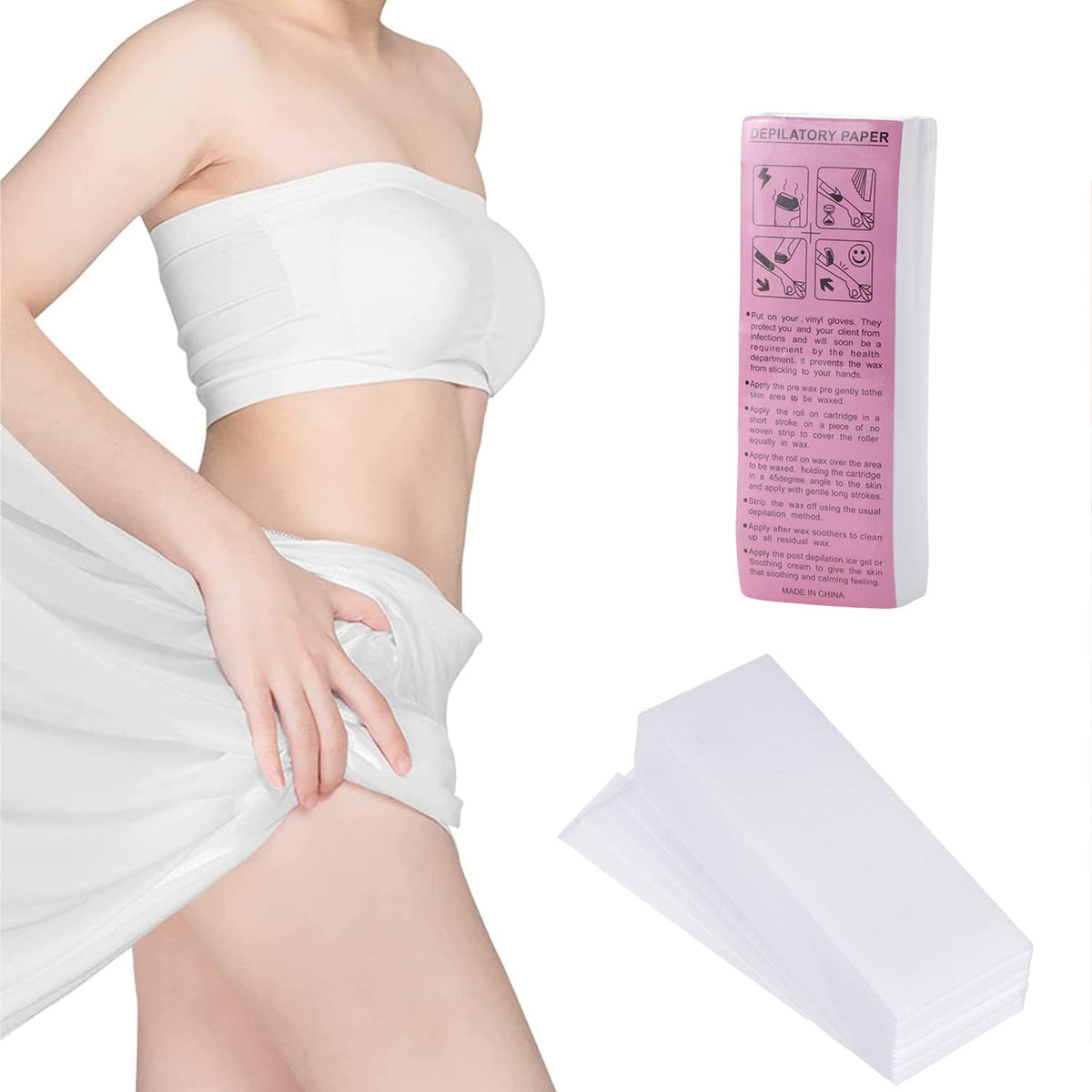 Non-Woven Hair Removal Wax Strips 100-Pack