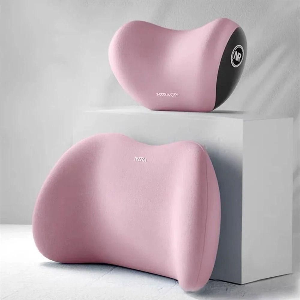 Ergonomic Memory Foam Car Headrest and Lumbar Support Cushion Set