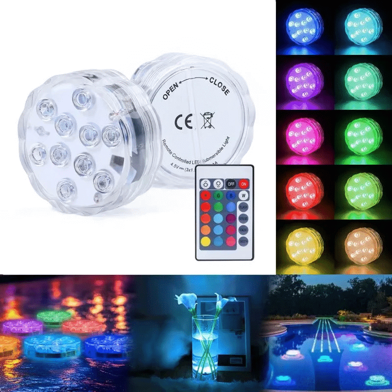 Submersible Waterproof LED Lights with Remote Control 2 Pieces
