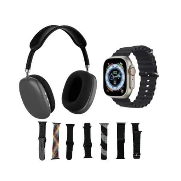 P9 Ultra 2 Smartwatch Set with Headphones and 7 Straps