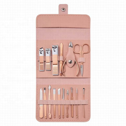 16-in-1 Stainless Steel Manicure and Pedicure Grooming Kit Set