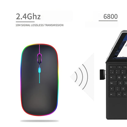 Wireless RGB Backlit Silent Rechargeable Ergonomic Computer Mouse
