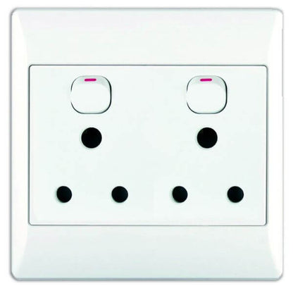 2 x 16A Switched Double Power Socket with Cover Plate