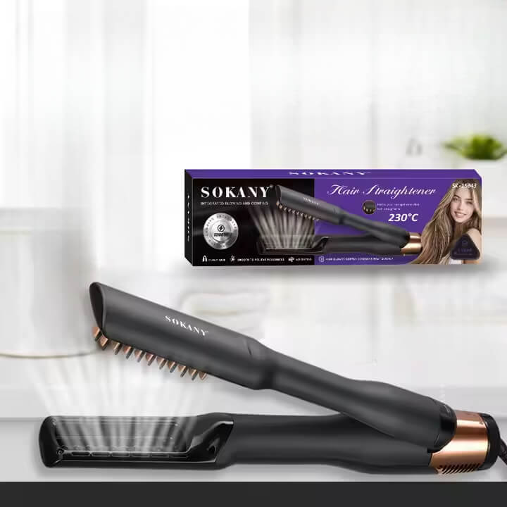 Steam Hair Straightener with Air Blowing Comb