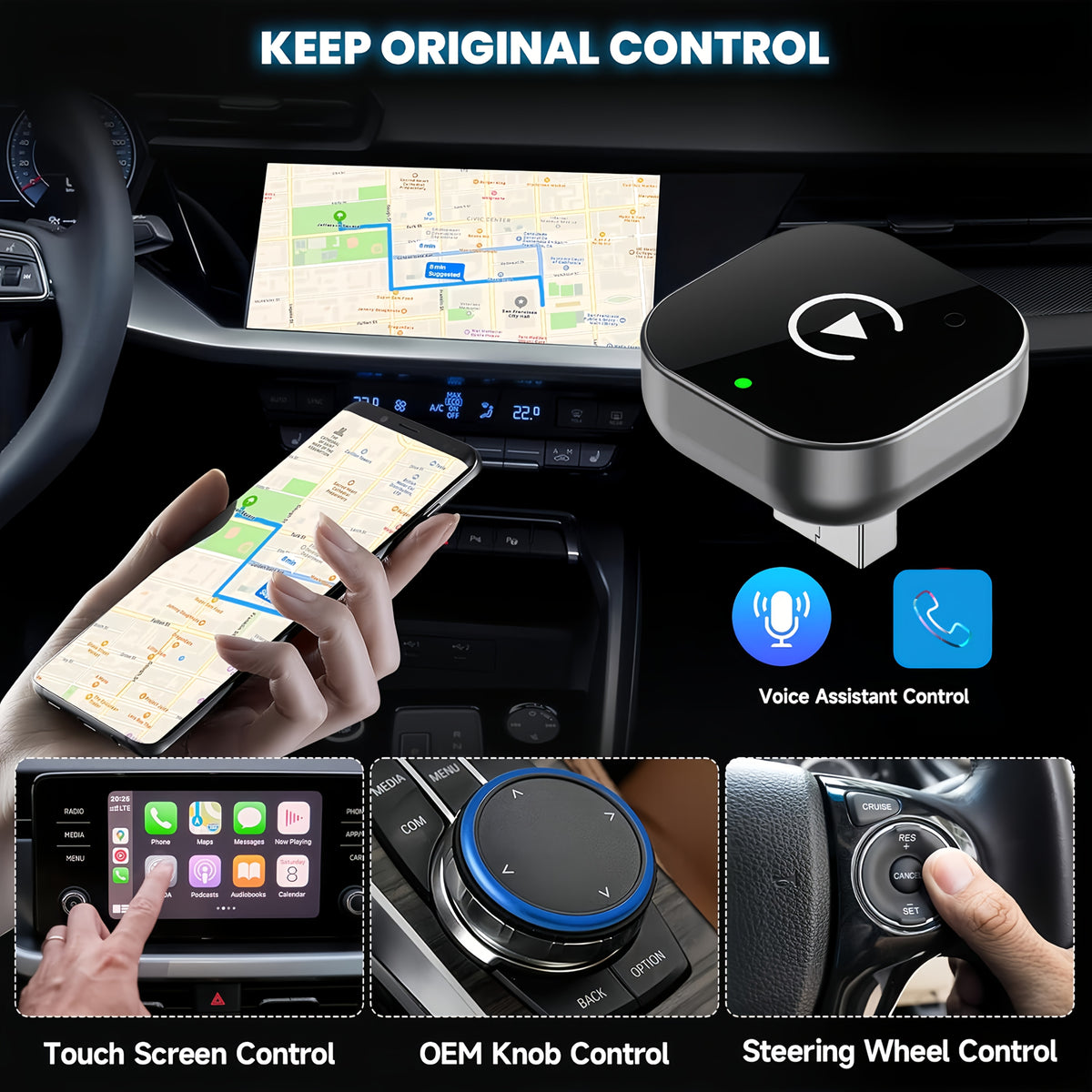 Wireless CarPlay and Android Auto USB Adapter