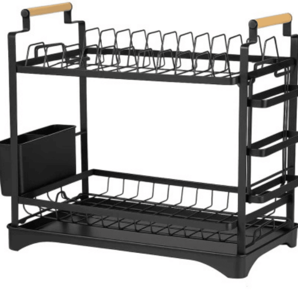 2-Tier Stainless Steel Dish Drying Rack with Drip Tray