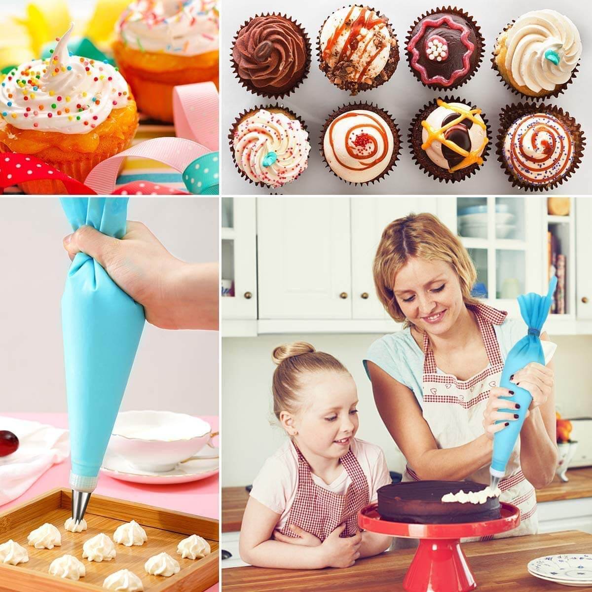 15-Piece Stainless Steel Cake Decorating Set with Piping Bag