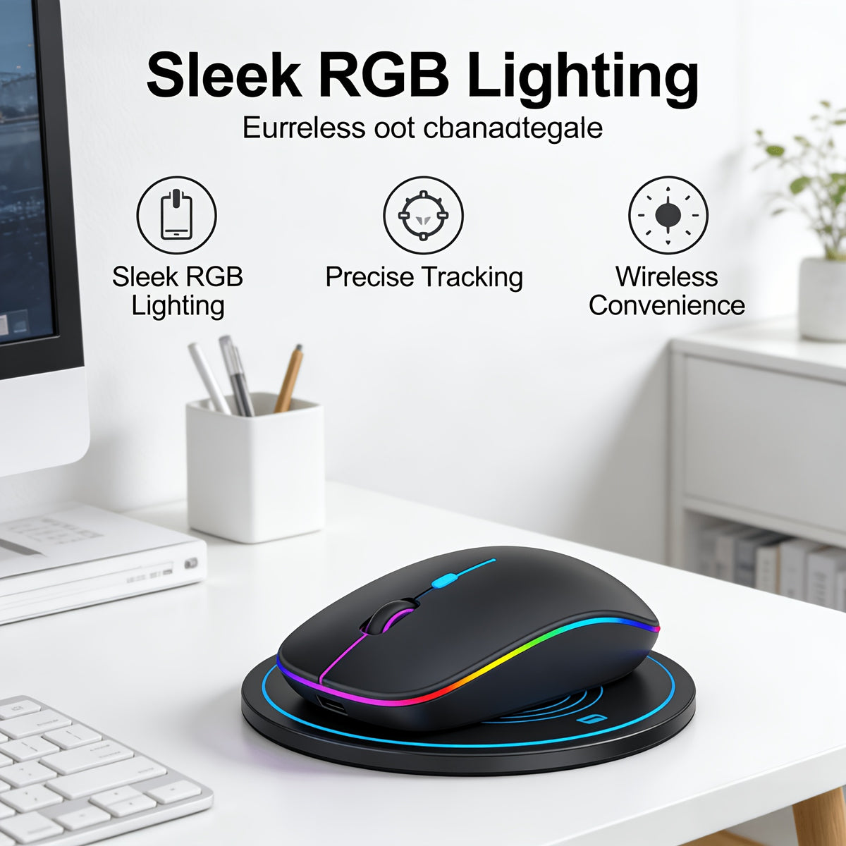 Wireless RGB Backlit Silent Rechargeable Ergonomic Computer Mouse