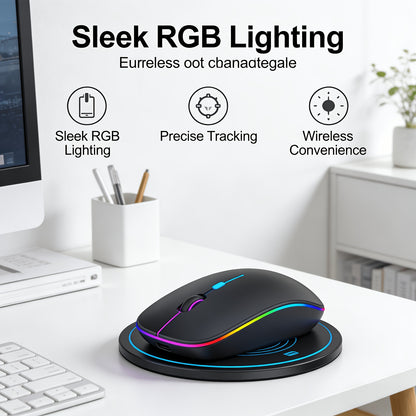 Wireless RGB Backlit Silent Rechargeable Ergonomic Computer Mouse