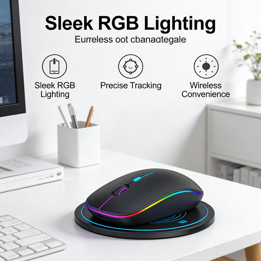 Wireless RGB Backlit Silent Rechargeable Ergonomic Computer Mouse