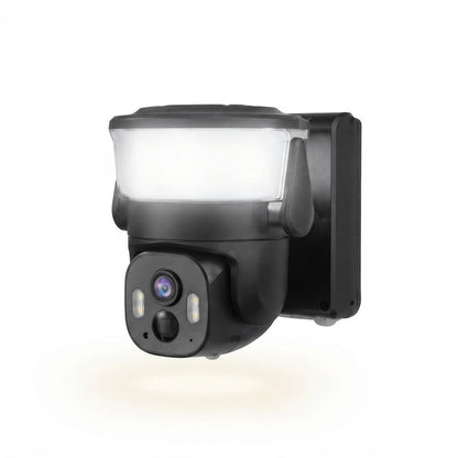 Solar-Powered Security Camera with Integrated LED Floodlight
