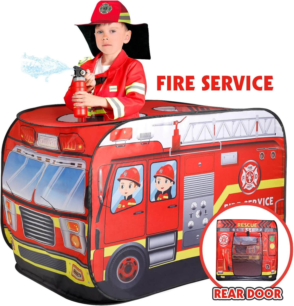 Kids Fire Truck Pop Up Play Tent