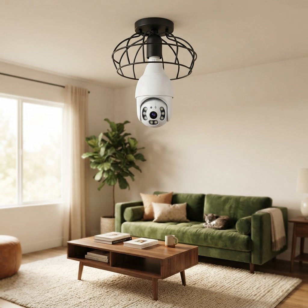 Smart Wireless Wi-Fi Light Bulb Security Camera