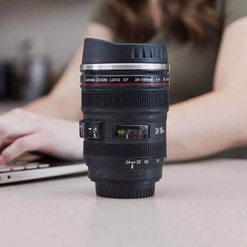 Camera Lens Travel Mug with Lid