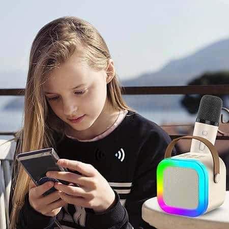 Mini Karaoke Bluetooth Speaker with 2 Wireless Microphones