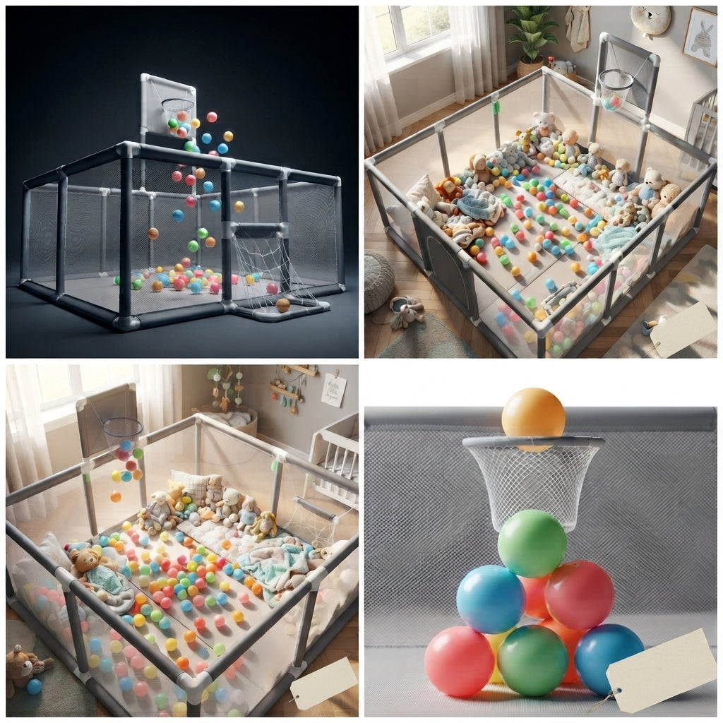 Baby Playpen with Basketball Hoop