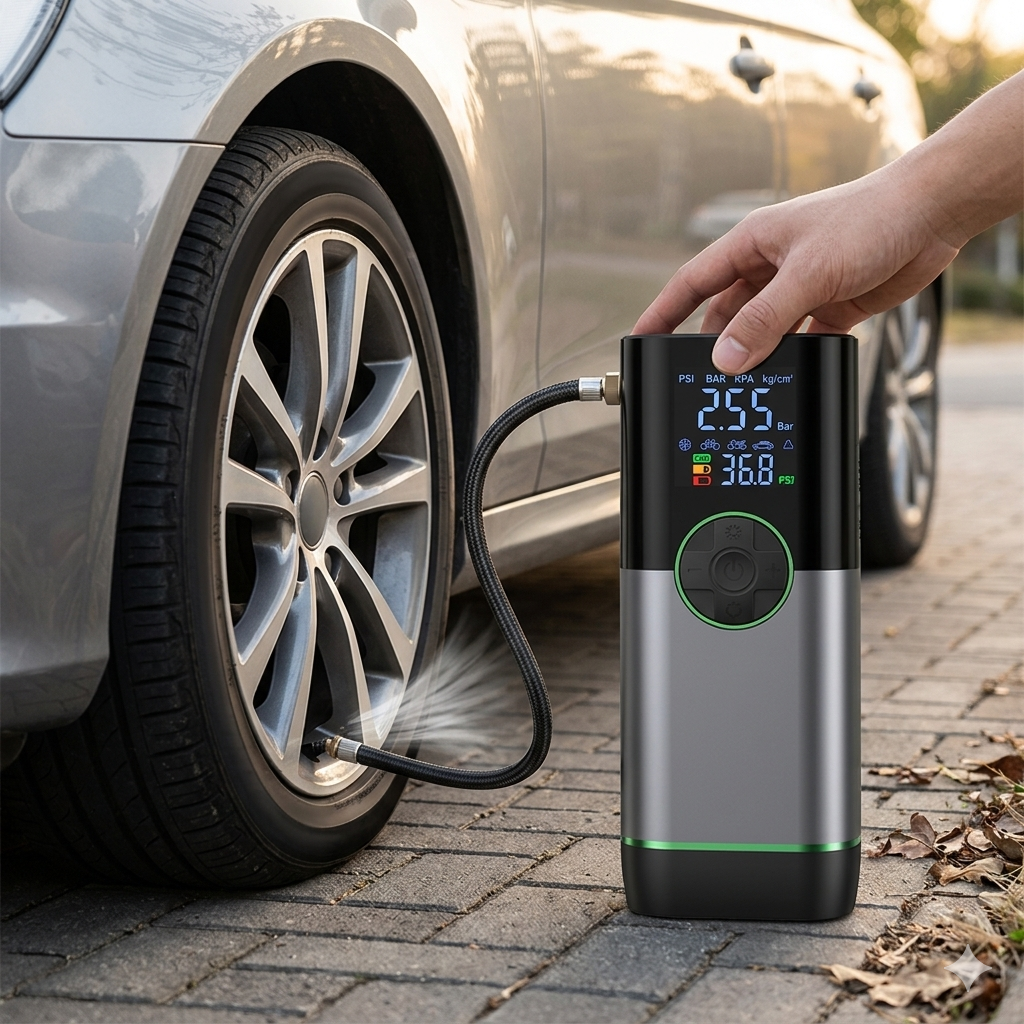 150PSI Dual-Screen Portable Air Compressor for Tires and Inflatables