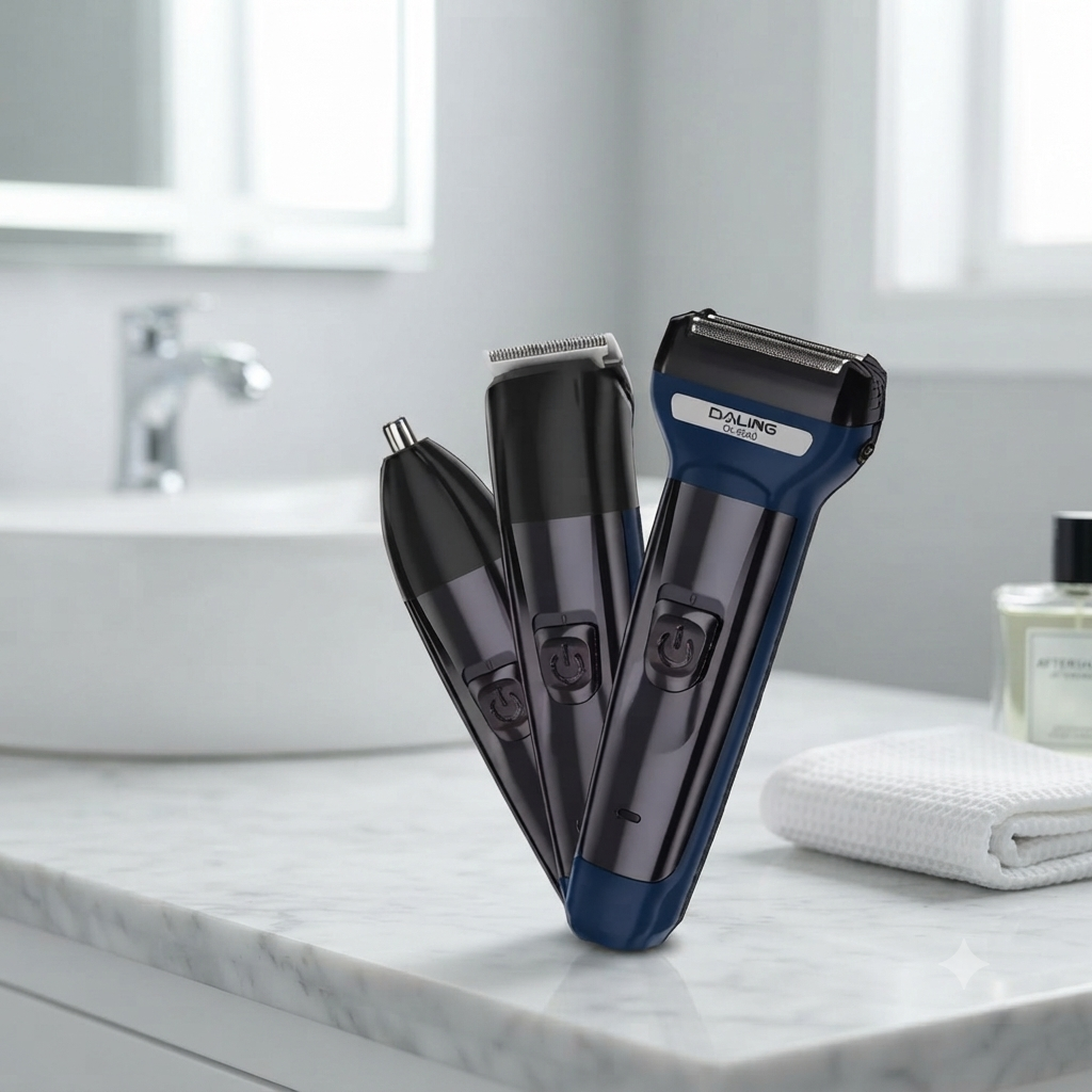 3-in-1 Rechargeable Electric Shaver with Grooming Attachments