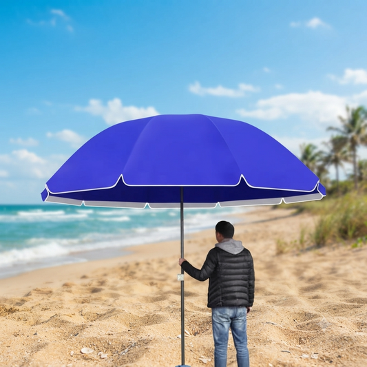 Outdoor Beach Umbrella with Adjustable Height 2.4m