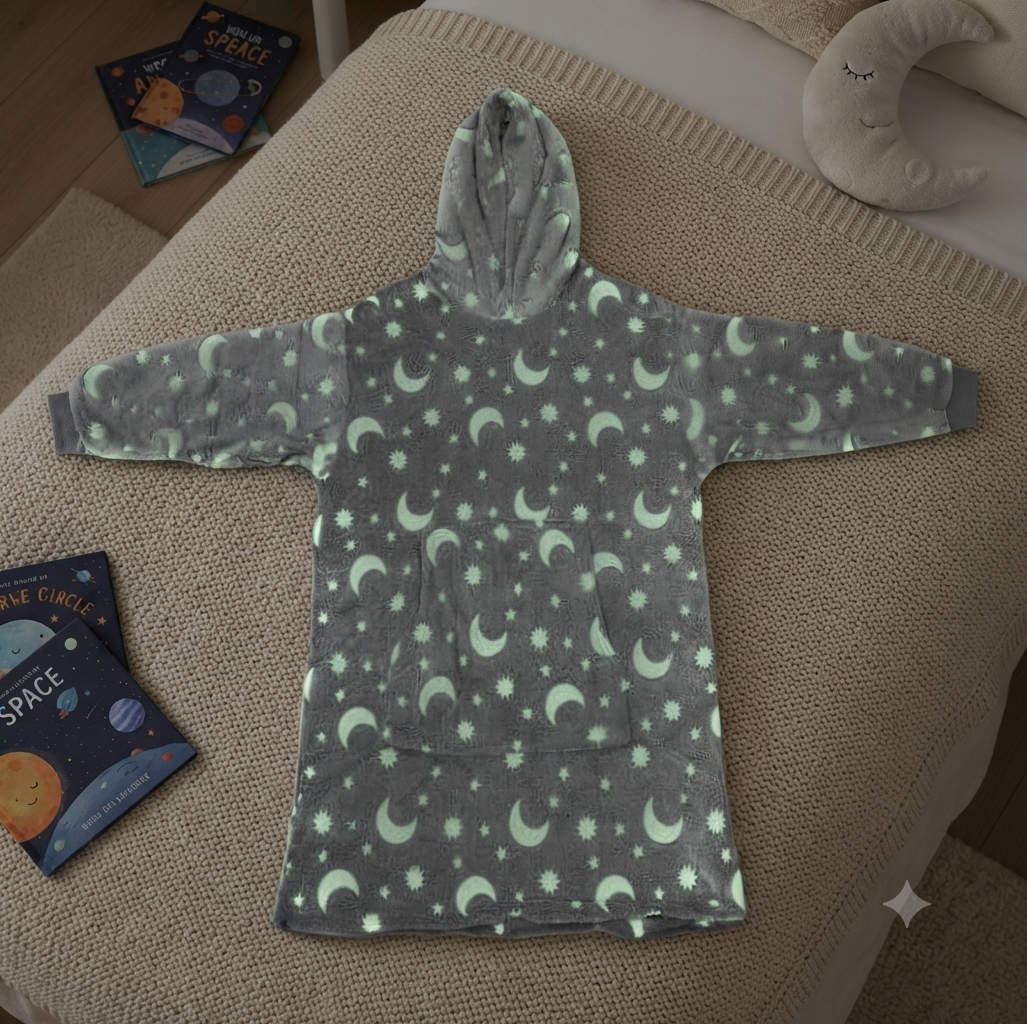 Kids Glow in the Dark Reversible Fleece Hoodie Blanket