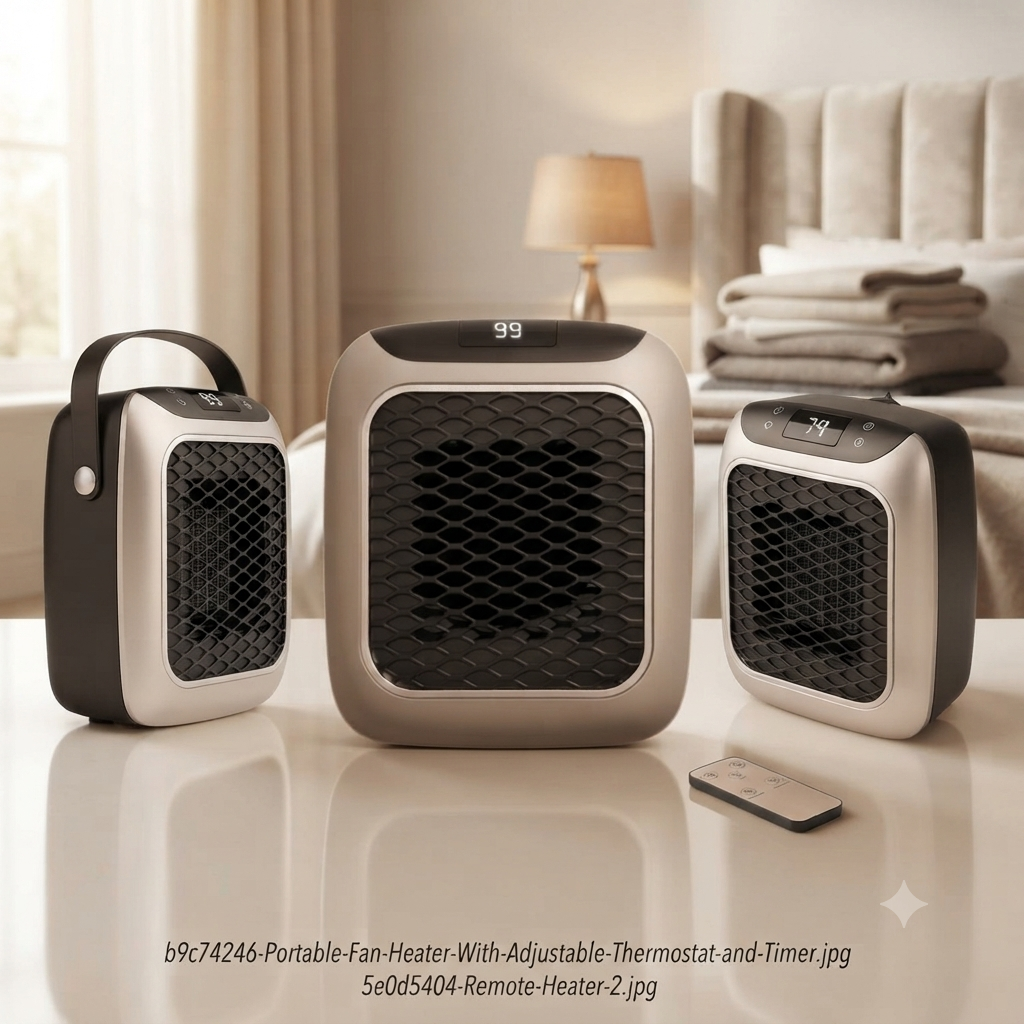 Portable Fan Heater with Thermostat and Timer