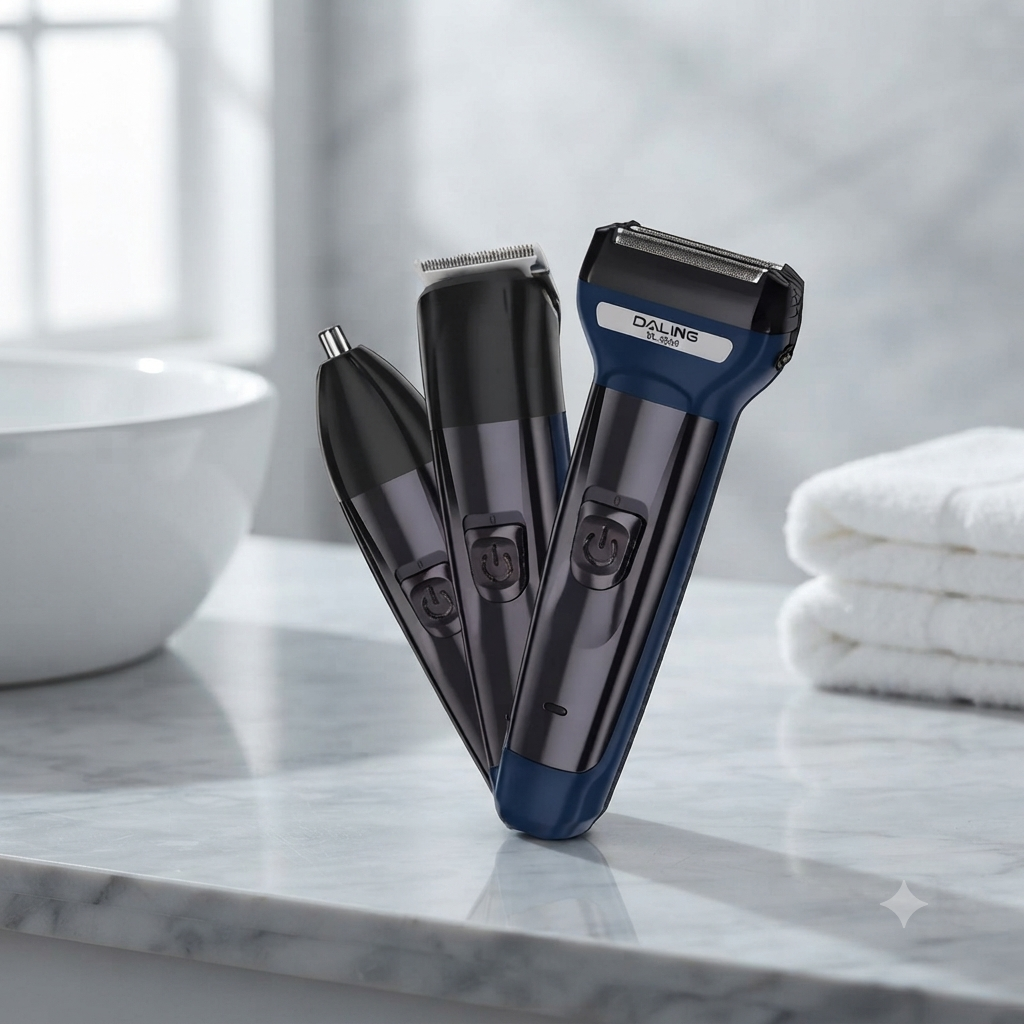 3-in-1 Rechargeable Electric Shaver with Grooming Attachments