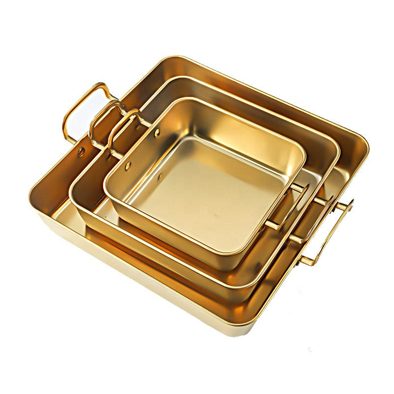 Gold Stainless Steel Multipurpose Serving Baking Tray