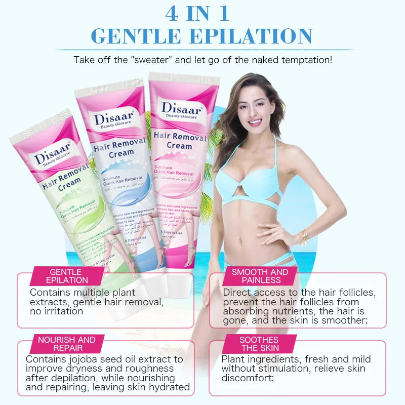 Fast-Acting Natural Hair Removal Cream for Body and Sensitive Areas