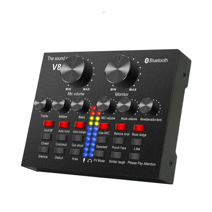 V8S Live Stream External Sound Card Audio Mixer