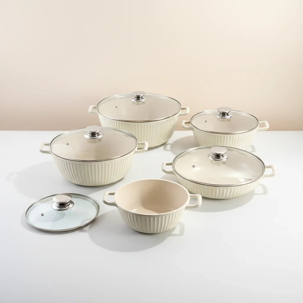 10-Piece Non-Stick Cookware Set with Glass Lids