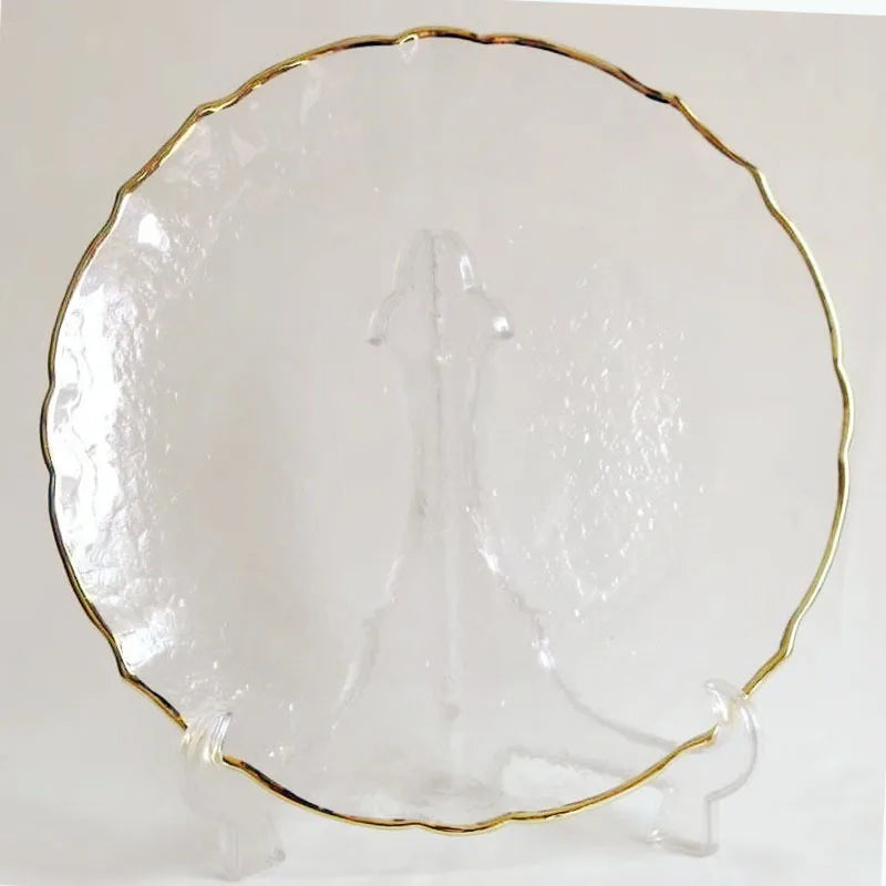 Gold Rimmed Flower Plastic Charger Plate