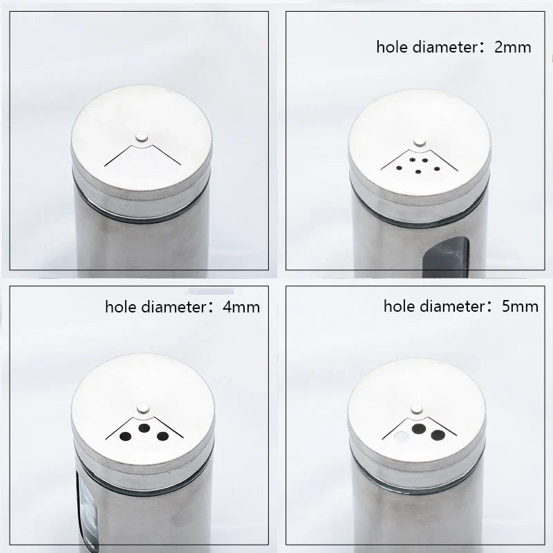 Stainless Steel Glass Spice Jar and Salt Pepper Shaker