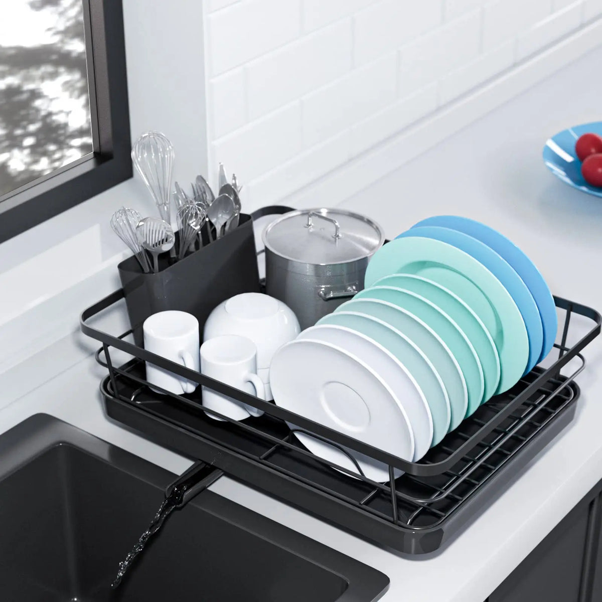 Stainless Steel Dish Drying Rack with Drainboard