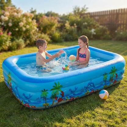 Kids Inflatable Rectangular Swimming Pool 180x130x56 cm