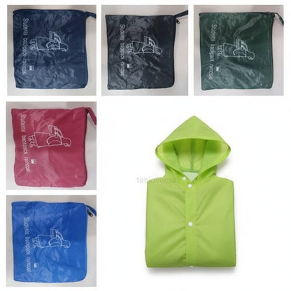 Kids Backpack Waterproof Hooded Portable Raincoat