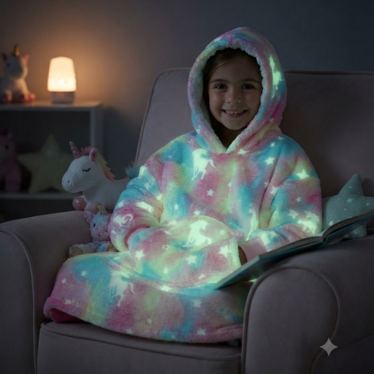Kids Glow in the Dark Reversible Fleece Hoodie Blanket