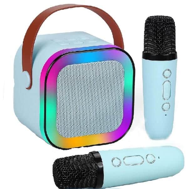 Mini Karaoke Bluetooth Speaker with 2 Wireless Microphones