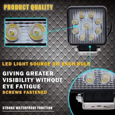 27W Waterproof LED Auxiliary Spotlight for Vehicles