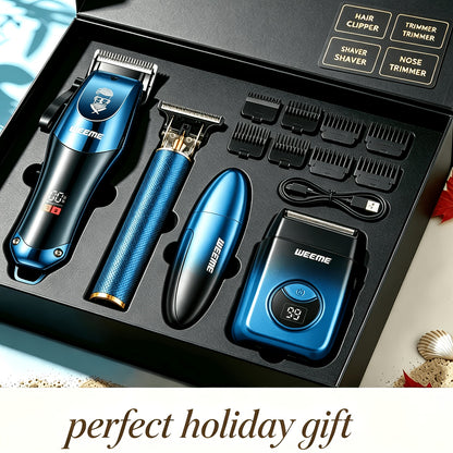 Men's 4-Piece Electric Hair Clipper and Shaver Grooming Set