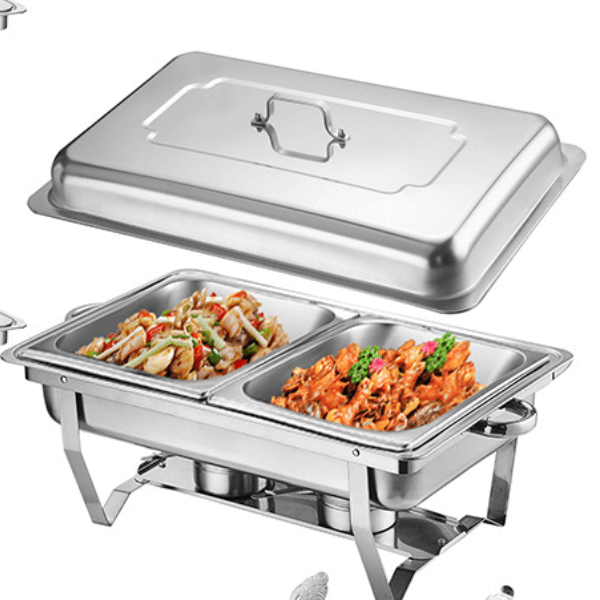 Double Grid Rectangular Stainless Steel Chafing Dish