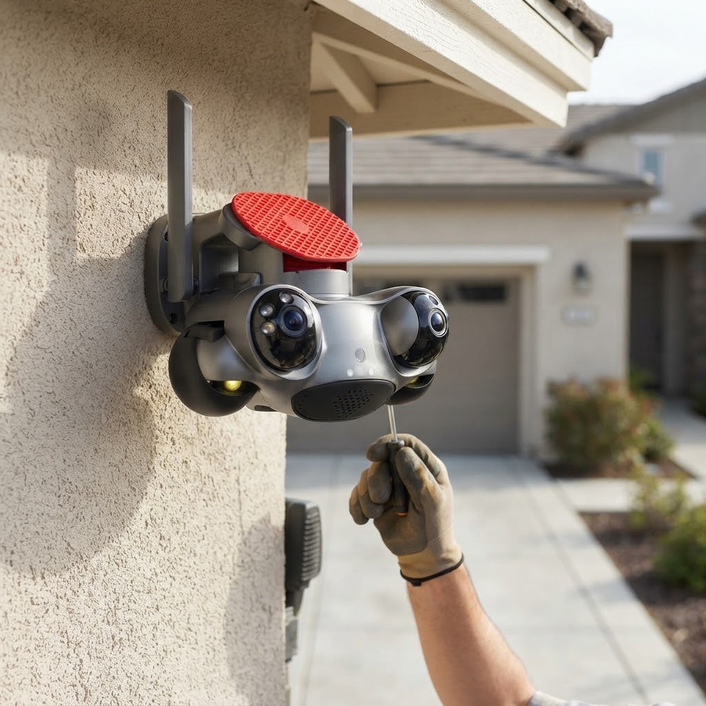 4-Lens PTZ Wi-Fi Security Camera Unit
