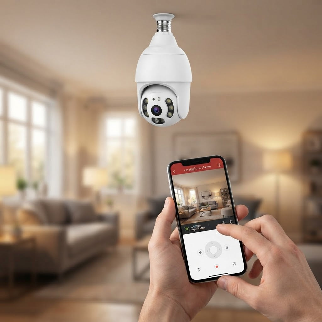 Smart Wireless Wi-Fi Light Bulb Security Camera