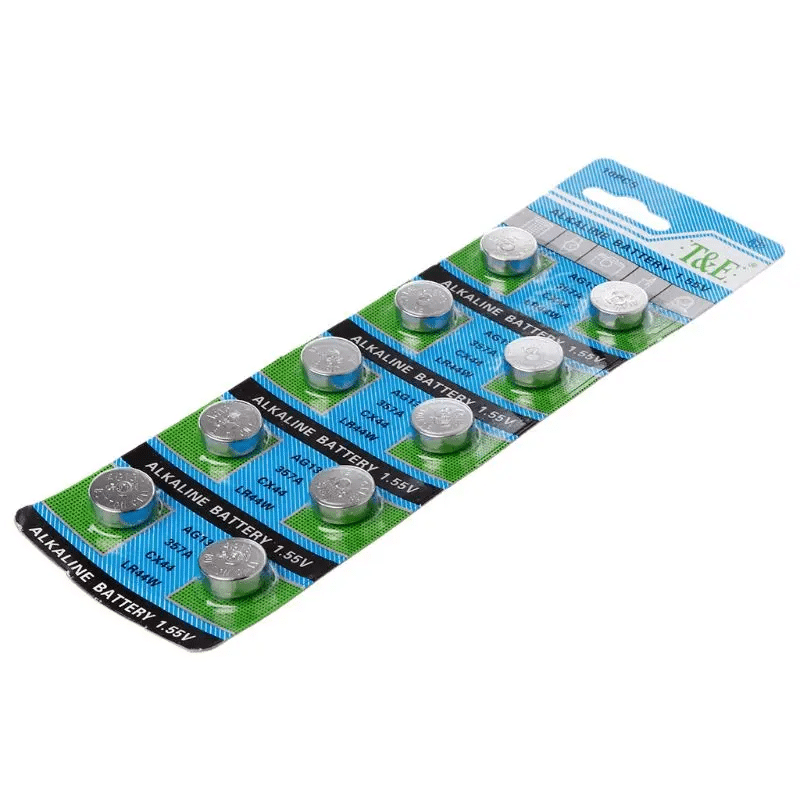 10-Piece AG13 1.55V Alkaline Button Cell Battery Set