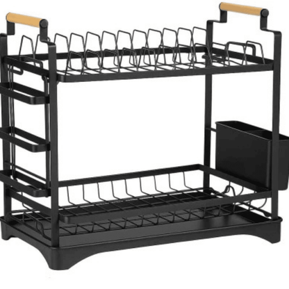 2-Tier Stainless Steel Dish Drying Rack with Drip Tray