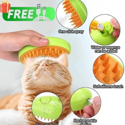 3-in-1 Electric Steam Pet Grooming Brush