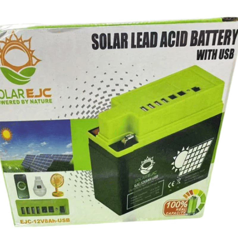 Portable Solar Rechargeable Lead Acid Battery with USB