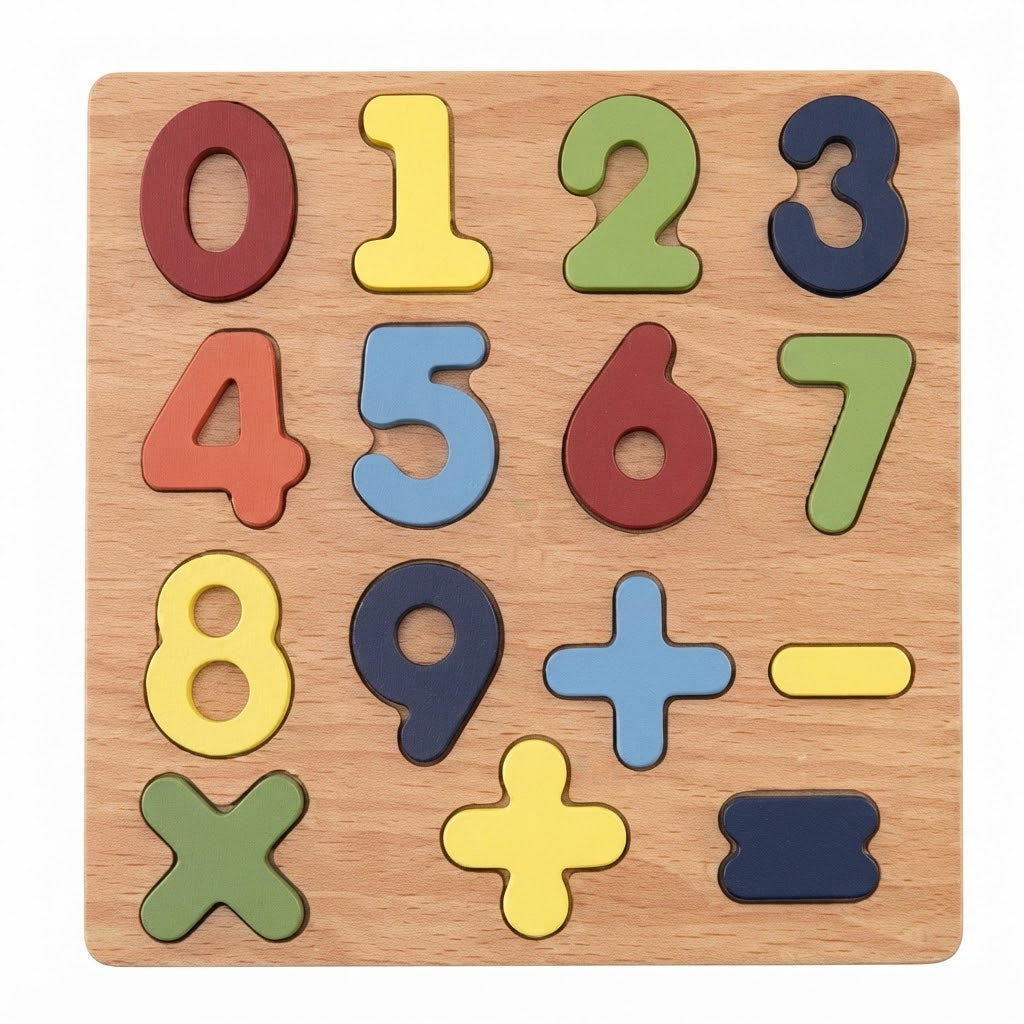 Toddler Wooden Number Puzzle Board Learning Toy