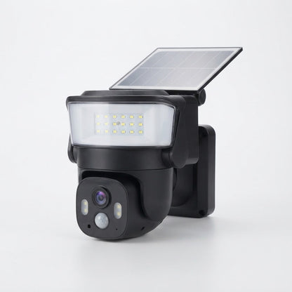 Solar-Powered Security Camera with Integrated LED Floodlight